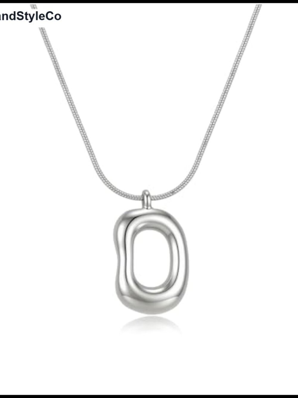 Chunky Silver Pendant Necklace Statement Oval Serpentine Chain